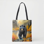 Tote Bag Ours noir de la forêt automne (Devant)