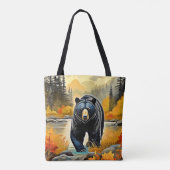 Tote Bag Ours noir de la forêt automne (Dos)