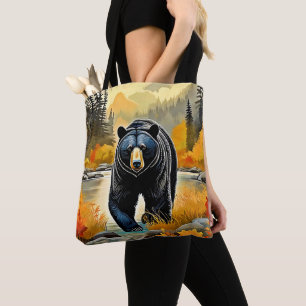 Tote Bag Ours noir de la forêt automne
