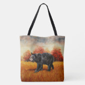 Tote Bag Ours noir en forêt d'automne (Dos)