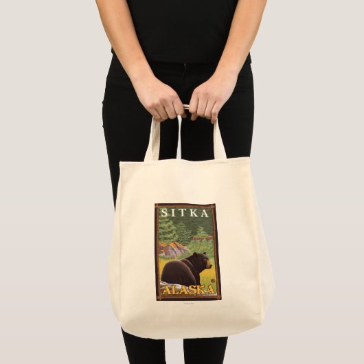 Tote Bag Ours noir en forêt - Sitka, Alaska (Devant (produit))