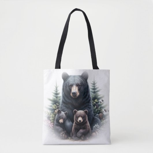 Tote Bag Ours Noirs Au Milieu De La Forêt (Devant)