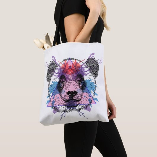 Tote Bag Ours panda géométrique (De près)