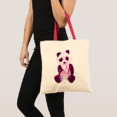 Tote Bag Ours panda rose de ruban (Devant (produit))