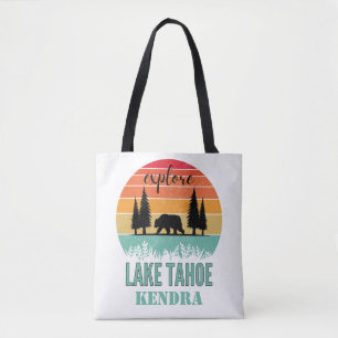 Tote Bag Ours personnalisé rétro Lake Tahoe Californie 