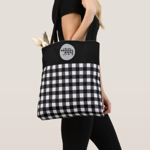 Tote Bag Ours Plaid Noir Blanc