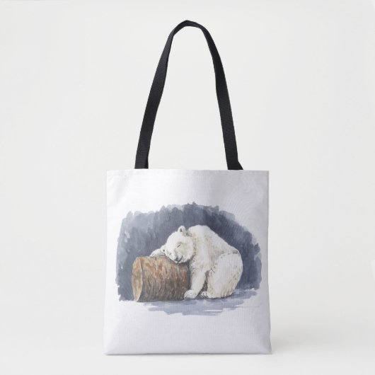 Tote Bag Ours polaire dormant, aquarelle (Devant)