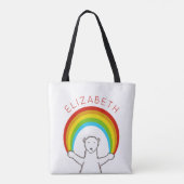 Tote Bag Ours polaire et arc-en-ciel personnalisés (Dos)