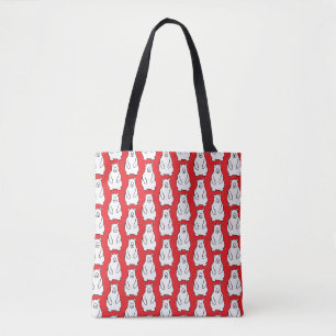 Tote Bag Ours Polaires Grizzly de Bande Dessinée Drôle Roug