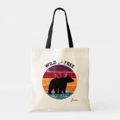 Tote Bag Ours Silhouette Retro Arc-en-ciel Wild Libre (Dos)