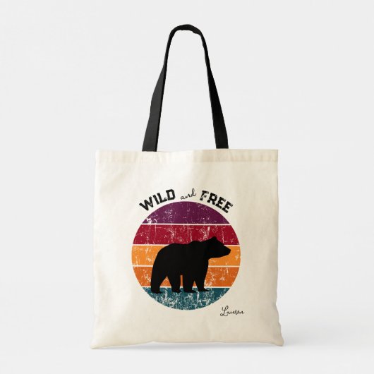 Tote Bag Ours Silhouette Retro Arc-en-ciel Wild Libre (Dos)