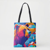 Tote Bag Ours vibrant, scène au clair de lune (Devant)