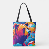 Tote Bag Ours vibrant, scène au clair de lune (Dos)