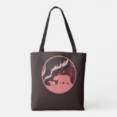 Tote Bag Ours violet rose Scène extérieure aurores boréales (Dos)