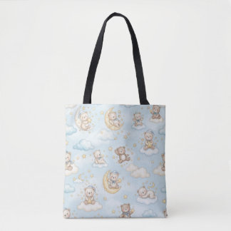 Tote Bag Ourson Mignon Endormi Lune & Étoiles Décoration de