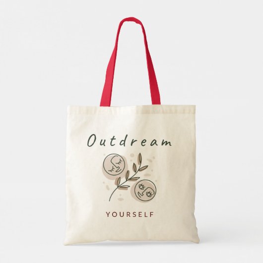Tote Bag Outdream Yourself Positive Quote Line Art Faces (Dos)