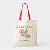 Tote Bag Outdream Yourself Positive Quote Line Art Faces (Devant)