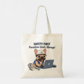 Tote Bag Ouvrier de la construction Frenchie Sécurité d'abo (Dos)