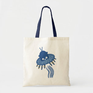 Tote Bag OVNI octopique bleu Kawaii