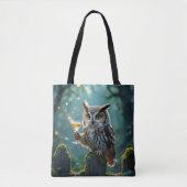 Tote Bag Owl Holding a Cocktail In a Mystical Forest (Devant)