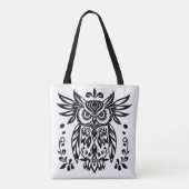 Tote Bag Owl Lovers Rustic Woodlands Black White Bohemian (Dos)