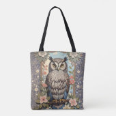 Tote Bag Owl Pastel Floral William Morris Inspiré (Dos)
