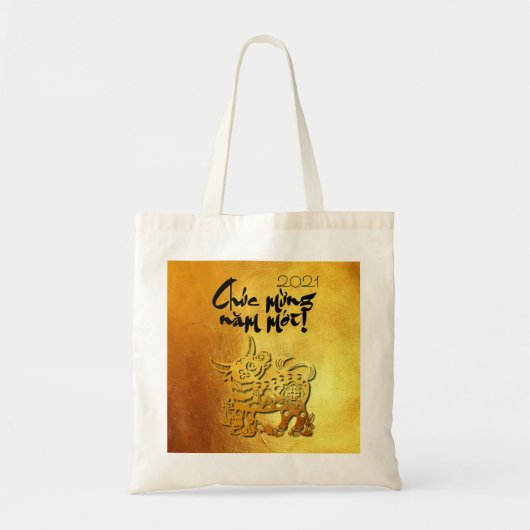 Tote Bag Ox Année personnalisée Y Salutation en Vietnamien  (Devant)