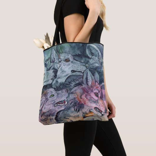 Tote Bag Pack Wolf aquarelle (De près)