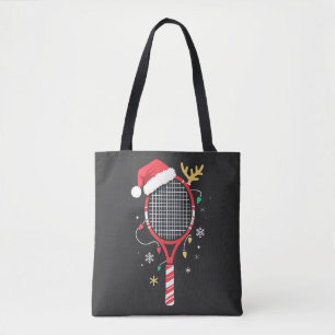 Tote Bag Paddle de tennis avec chapeau de Santa et lumières