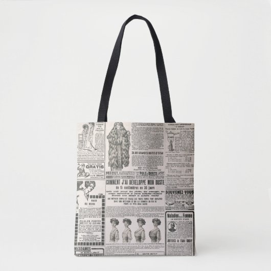 Tote Bag Page de journal avec publicité antique (Devant)