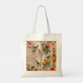 Tote Bag Page de Junk Journal avec fleurs + oiseaux - (Dos)