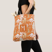 Tote Bag Pagode de la Chinoiserie orange Monogramme (De près)