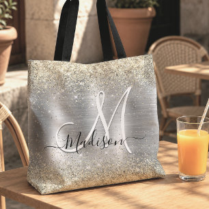 Tote Bag Pailleté métallisé argenté or faux chic