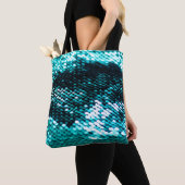 Tote Bag Paillette vert foncé texture brillante (De près)