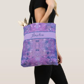 Tote Bag Paillettes de peinture rose violet (De près)