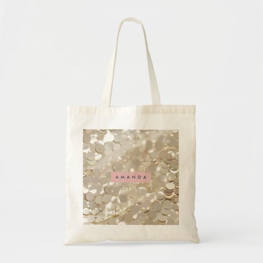 Tote Bag Paillettes dorées élégantes personnalisées Glam (Devant)