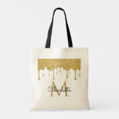 Tote Bag Paillettes dorées Monogramme élégant écriture girl (Dos)