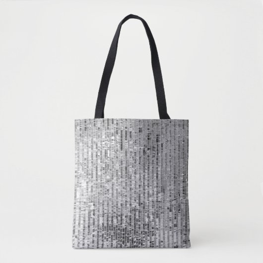 Tote Bag Paillettes en argent motif transparent (Devant)