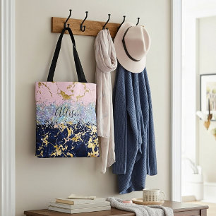 Tote Bag Paillettes et marbre personnalisés