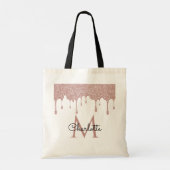 Tote Bag Paillettes roses dégoulinantes Monogramme Écriture (Dos)