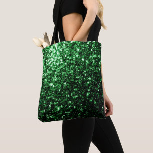 Tote Bag Paillettes scintillantes vert foncé faux