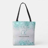 Tote Bag Paillettes vert sarcelle argenté monogramme nom gl (Dos)