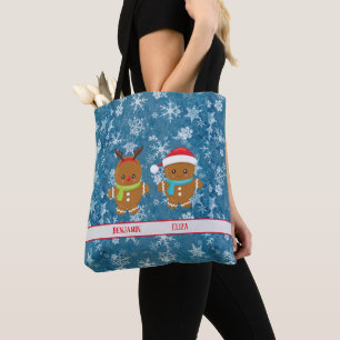 Tote Bag Pain d'épice Cooke Couple avec des noms Flocs de