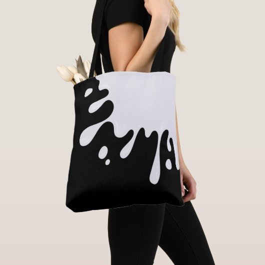 Tote Bag Paint blanc sur noir (De près)