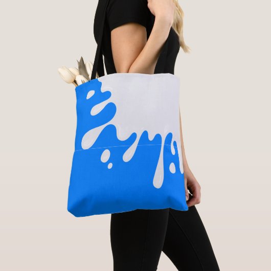 Tote Bag Paint bleu azur blanc (De près)