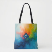 Tote Bag Paint bleu vert Abstrait pour (Devant)