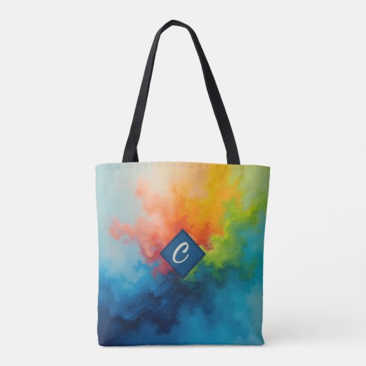 Tote Bag Paint bleu vert Abstrait pour (Dos)