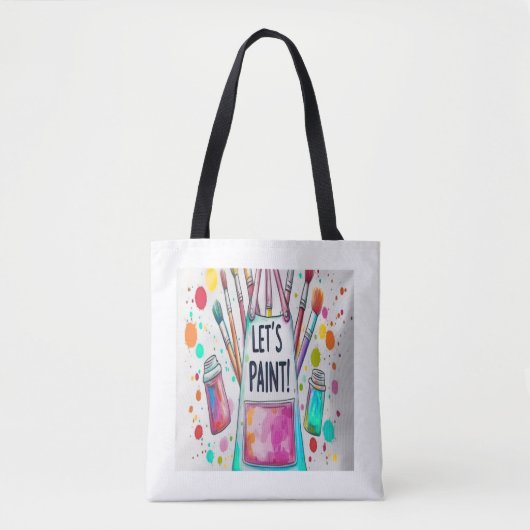 Tote Bag Paint Brushes Let's Paint (Devant)