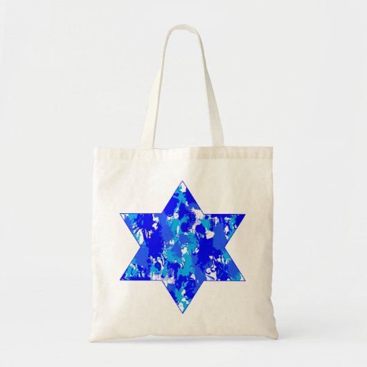 Tote Bag Paint Splatter bleu étoile juive (Devant)