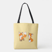 Tote Bag Paire de mignons petits renards sur jaune (Dos)